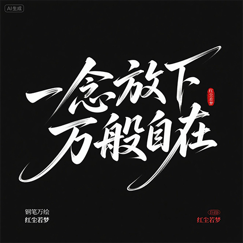 毛笔国风狂草手写字体提示词