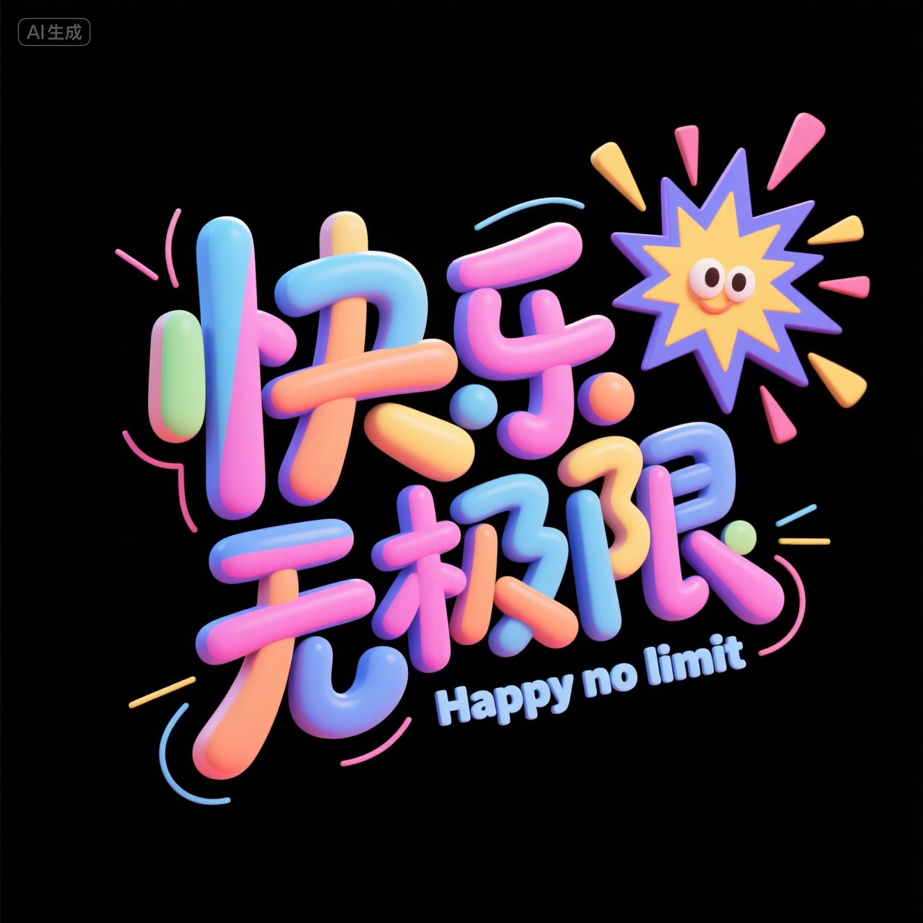 3D卡通效果字体提示词