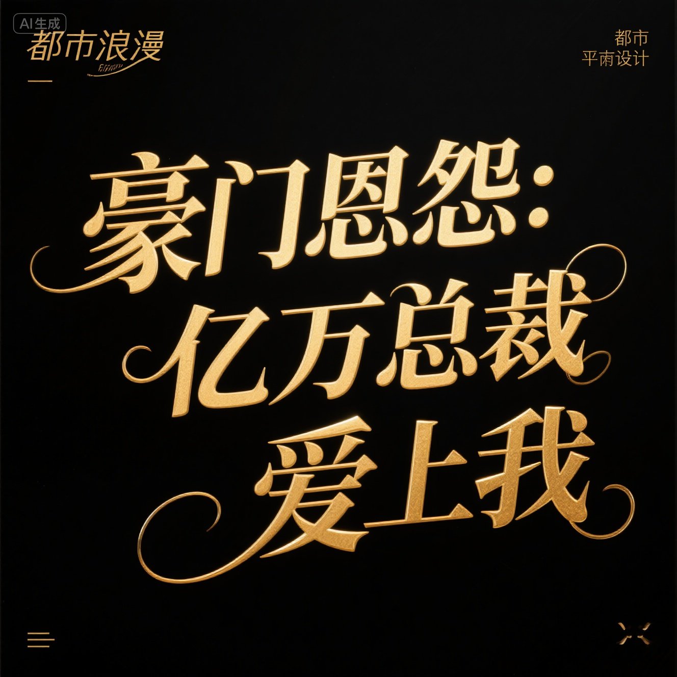 金色线条连笔字体提示词