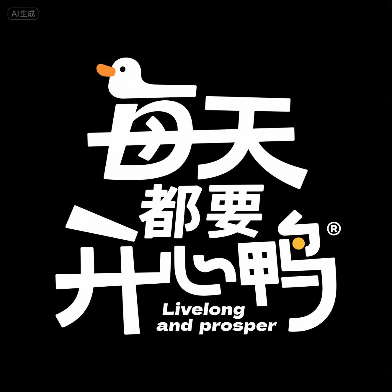 可爱小白鸭主题艺术字体提示词