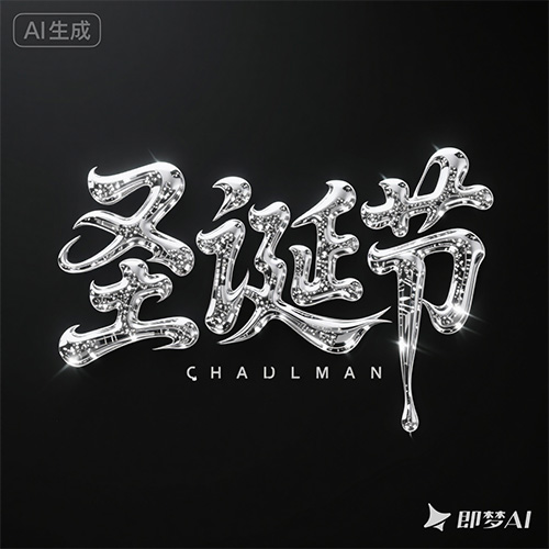 圣诞节氛围3D立体字体提示词