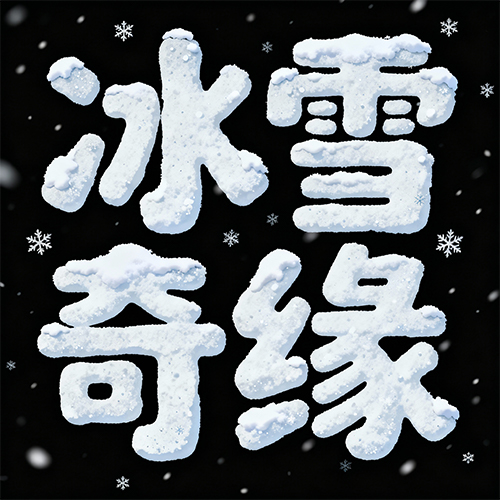 3D立体冰雪材质立体字