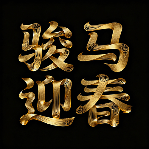 商务高级磨砂书法金色字体