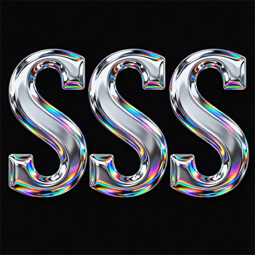 3D镭射效果液态金属创意字体