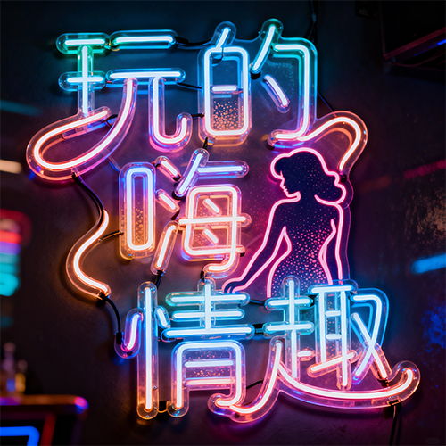 霓虹文字彩色渐变高级感艺术字体