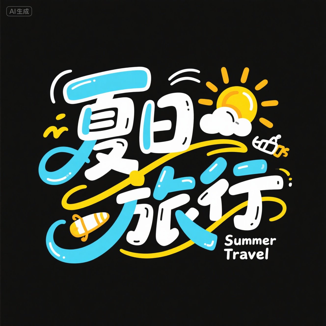 创意夏日主题装饰元素艺术标题海报综艺效果字体-ai艺绘资源