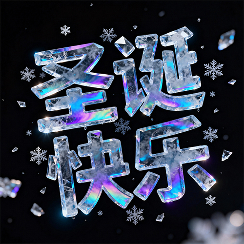 3D创意冰雪圣诞节主题元素艺术字体-ai艺绘资源