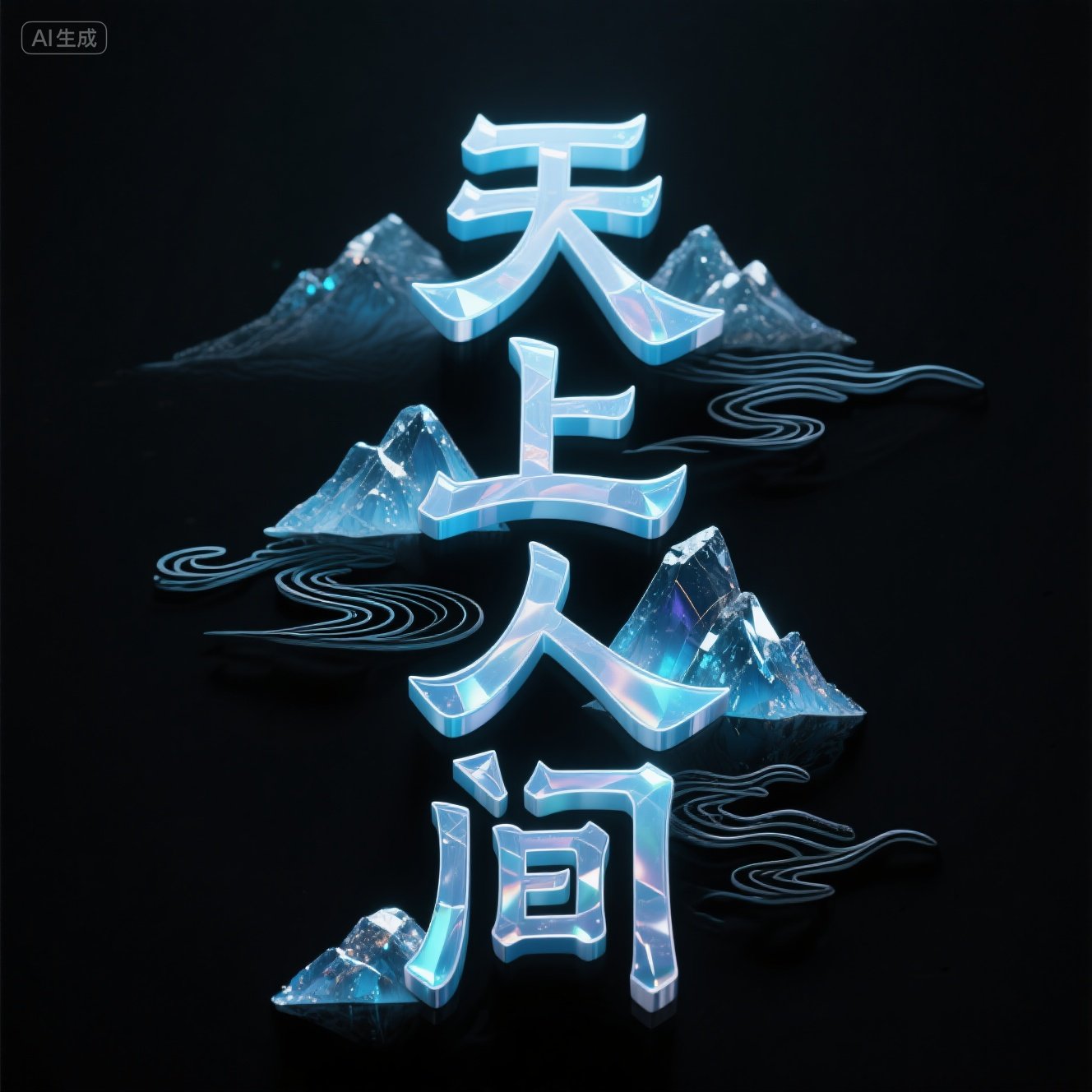 古风水晶艺术海浪波纹元素艺术海报字体-ai艺绘资源