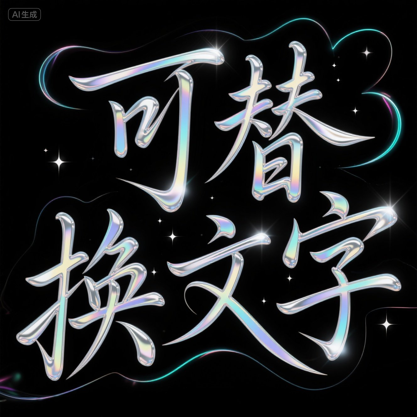 时尚潮流金属炫彩玻璃质感效果艺术字体-ai艺绘资源