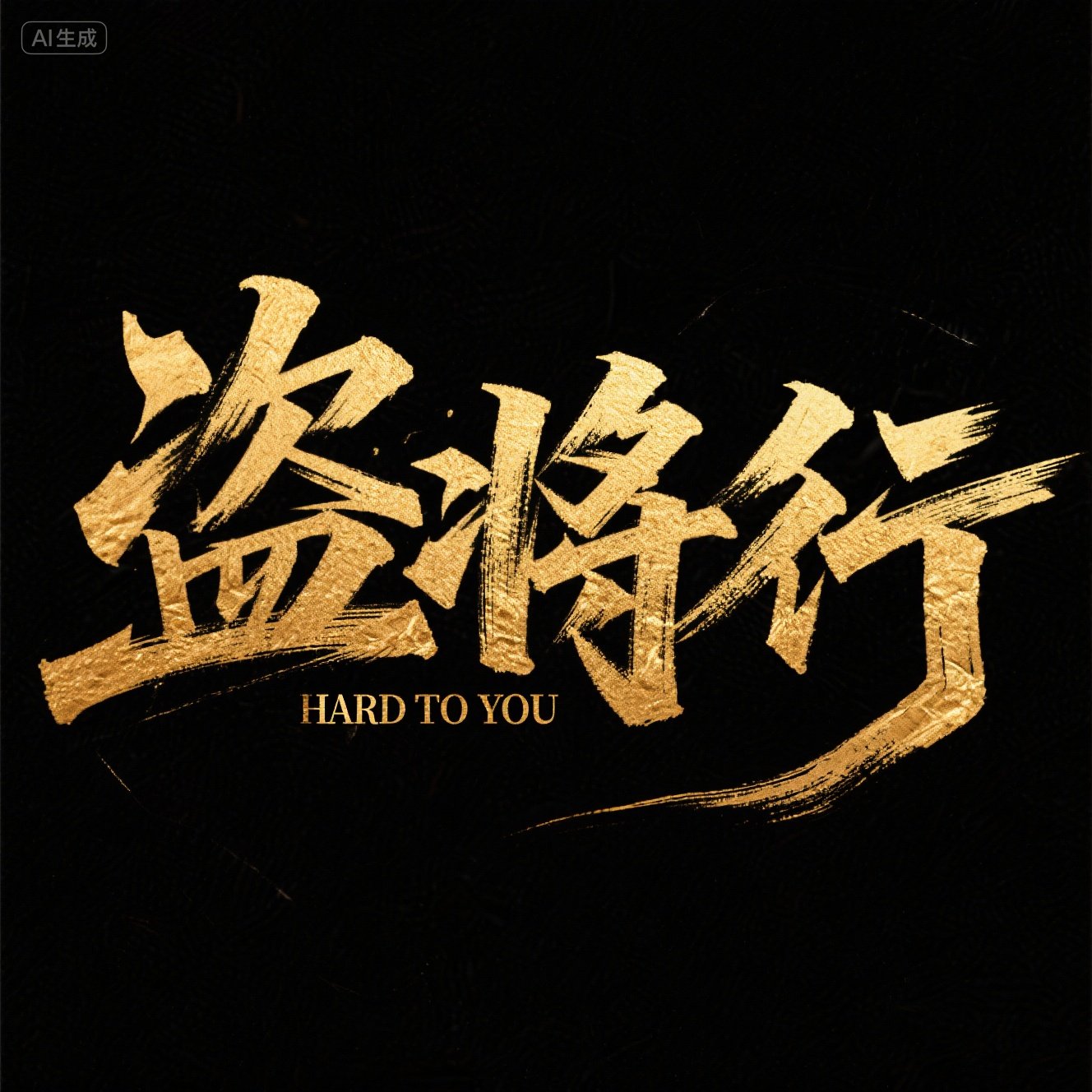 国潮风水墨手写大气金色字体-ai艺绘资源