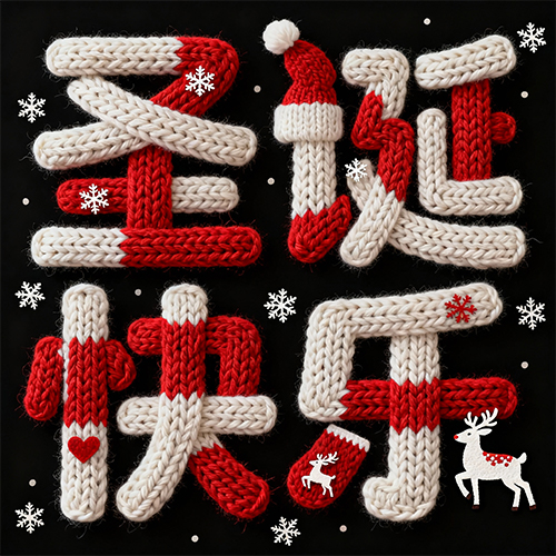 3D圣诞节衣上装饰花纹艺术创意字体-ai艺绘资源