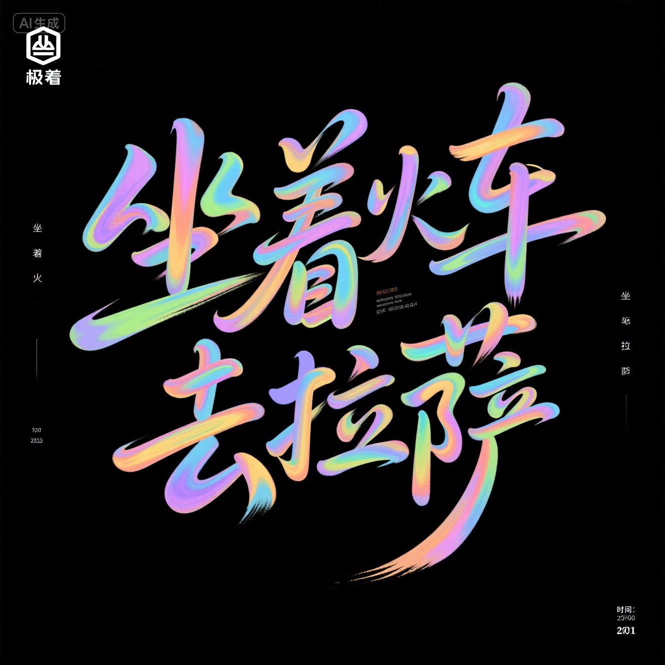 创意紫色多彩渐变抽象手写艺术字体-ai艺绘资源