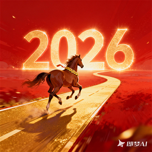 奔驰的骏马中国风2026新年风格插画背景-ai艺绘资源