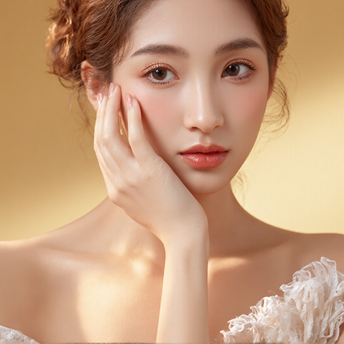 靓丽女性广告模特面部护肤人像暖色调-ai艺绘资源