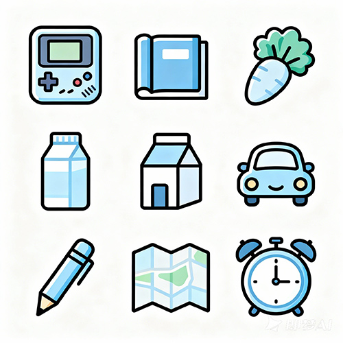 卡通简约风格icon图标设计-ai艺绘资源