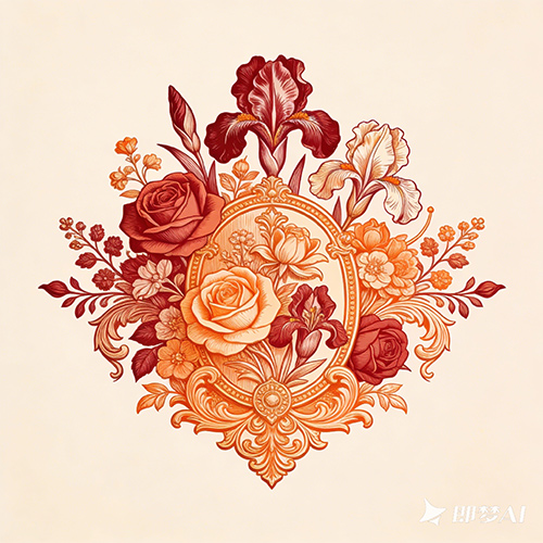 欧美风花朵花卉植物设计维多利亚时代元素装饰-ai艺绘资源
