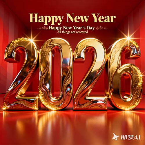 高级感3D金属立体2026数字新年海报-ai艺绘资源