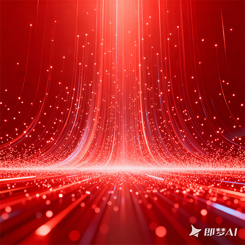 红色科技感创意粒子光线颁奖背景场景-ai艺绘资源