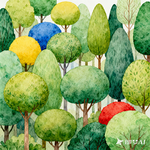 简约手绘故事风格创意森林插画-ai艺绘资源