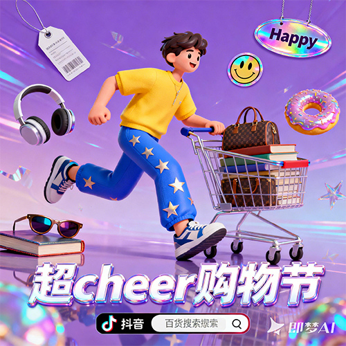 3D卡通风格的百货电商购物节促销海报-ai艺绘资源