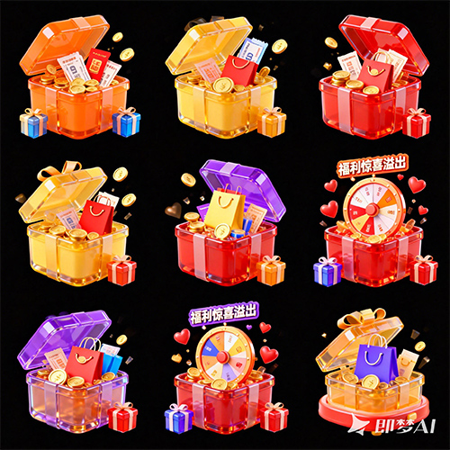 3D 卡通电商促销风创意活动图标-ai艺绘资源