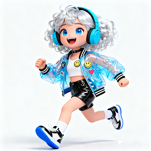 3D 卡通风格的活力潮酷少女形象-ai艺绘资源