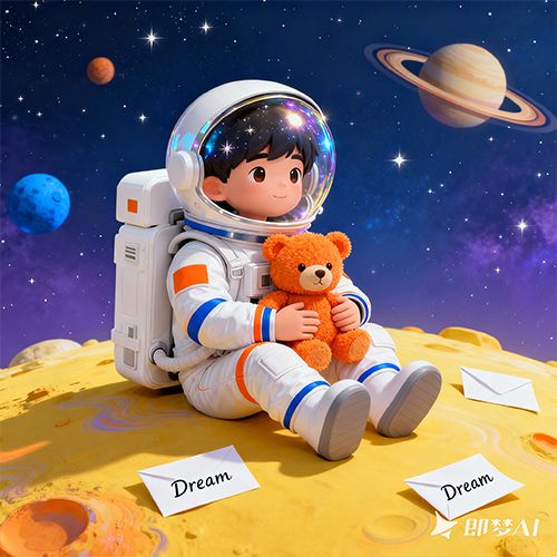 2.5D治愈梦幻风格的太空宇航员插画-ai艺绘资源