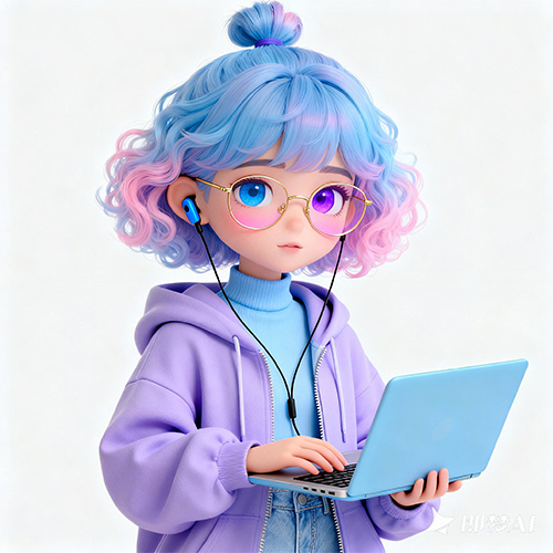 3D 卡通风格的潮酷科技少女形象-ai艺绘资源