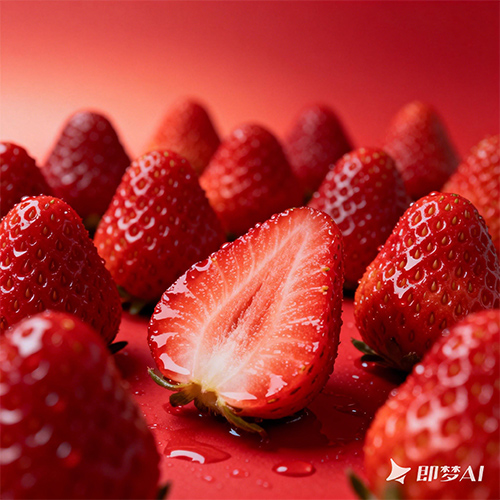 草莓特写写实摄影风格产品广告海报-ai艺绘资源
