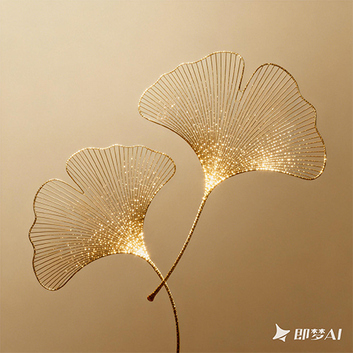 优美简约的银杏叶金色高级感海报背景素材-ai艺绘资源