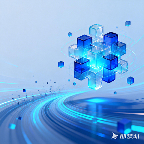 科技感蓝色微软风创意数字艺术背景-ai艺绘资源