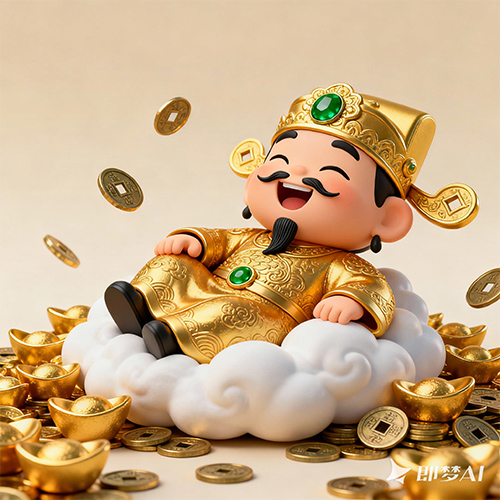 3D卡通风格的Q版招财财神形象-ai艺绘资源
