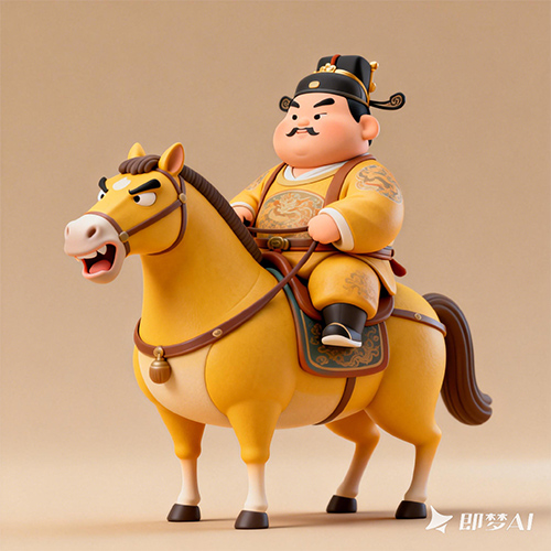 皇帝唐太宗骑马创意IP动漫形象-ai艺绘资源