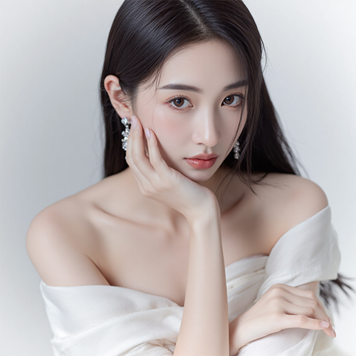 靓丽女性广告模特面部护肤人像暖色调特写提示词-ai艺绘资源