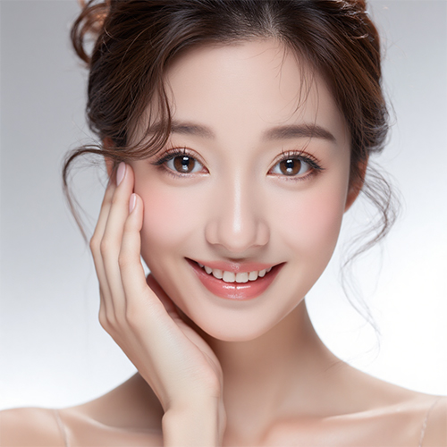 靓丽女性广告模特面部护肤人像暖色调特写提示词-ai艺绘资源