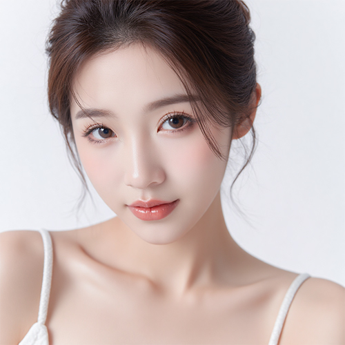 靓丽女性广告模特面部护肤人像暖色调特写提示词-ai艺绘资源