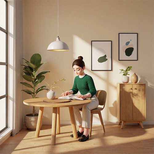 3D创意高级感办公场景暖色调-ai艺绘资源