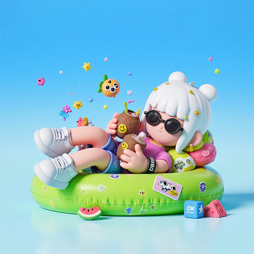 3D卡通女孩个性潮酷潮流时尚风格IP角色形象-ai艺绘资源