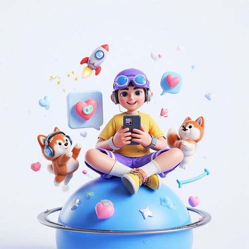 3D卡通个性潮酷潮流时尚男孩IP角色形象-ai艺绘资源