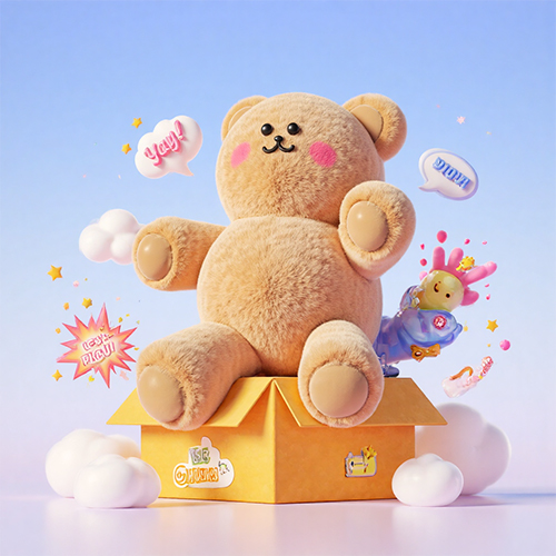 3D卡通个性潮酷潮流时尚玩具熊角色形象-ai艺绘资源