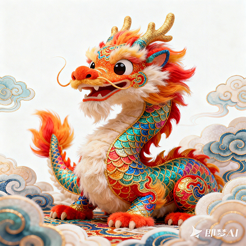 个性化3D可爱中国风龙吉祥物IP-ai艺绘资源