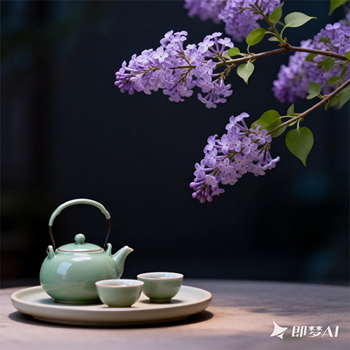 现实写实风格古风意境茶桌场景-ai艺绘资源