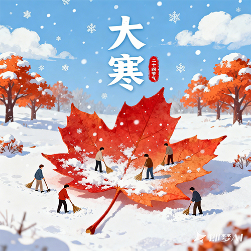 国风创意海报十二节气大寒冬至创意海报-ai艺绘资源