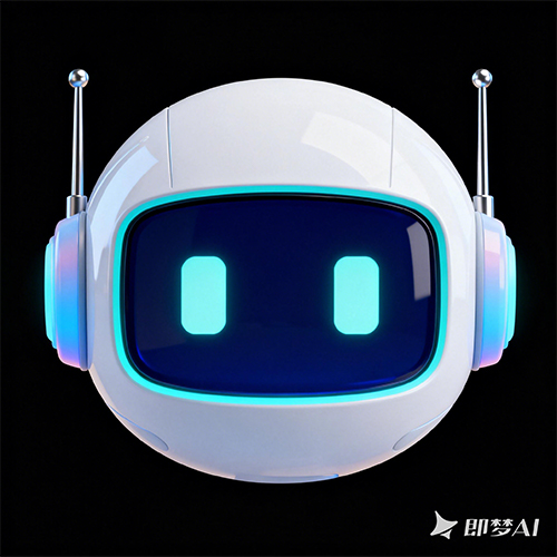 圆润的白色机器人头部科技感 3D 机器人头像-ai艺绘资源