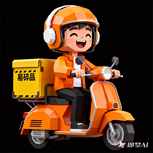 低多边形风格的 3D 外卖员形象-ai艺绘资源