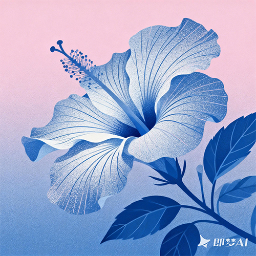 极简创意抽象风蓝色调艺术花卉特写-ai艺绘资源