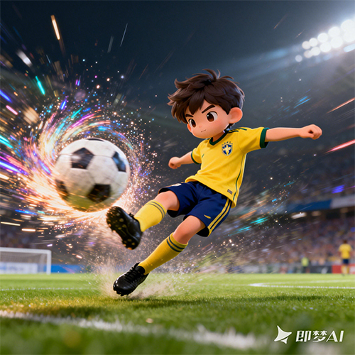 极具创意的赛事球场足球运动射门艺术3D插画-ai艺绘资源