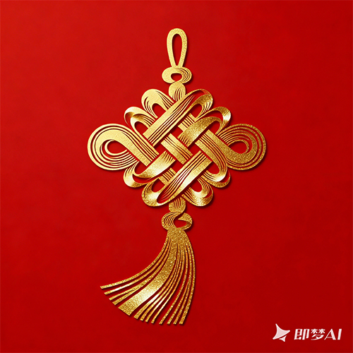 极简鎏金中国结设计广告海报设计元素-ai艺绘资源