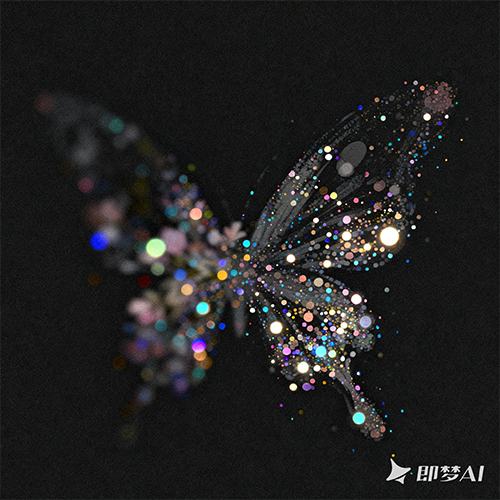 极简创意艺术质感粒子光效蝴蝶形象元素-ai艺绘资源