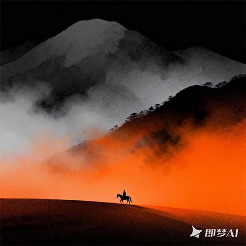 高级感创意暗黑风格东方禅意人物插画-ai艺绘资源